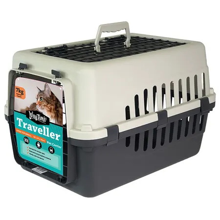 Wag Time Traveller Open Top Pet Carrier White Grey Small