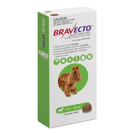 Bravecto Chew for Medium Dogs 3 month pack - 10 to 20kg