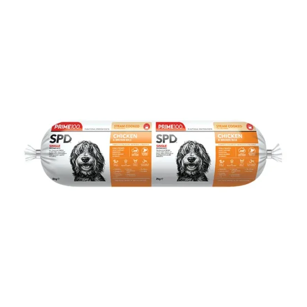 Prime100 SPD Chicken & Brown Rice Roll Dog Food 2kg