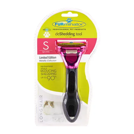 Furminator Long Hair Cat Deshedding Tool Metallic Pink S