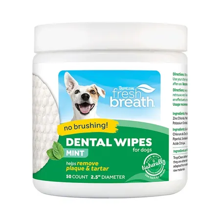 Tropiclean Fresh Breath Dog Dental Wipes 50 Pack