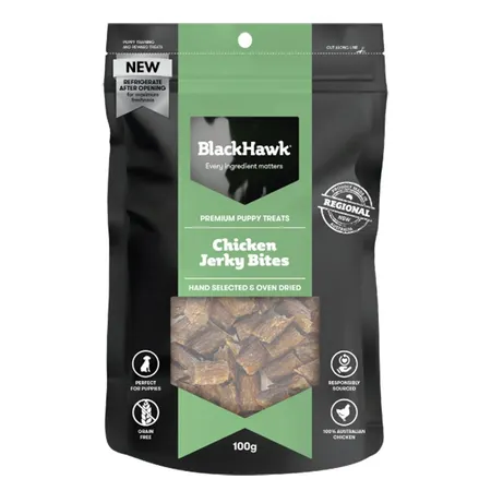 Black Hawk Dog Treats - Puppy Chicken Jerky Bites 100g