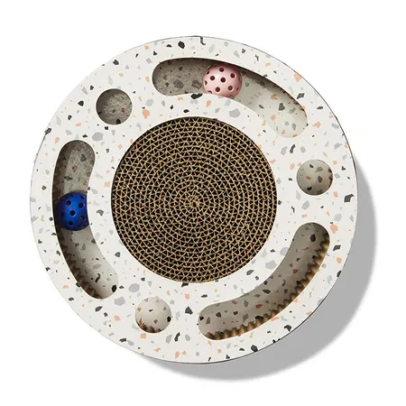 All Day Terrazzo Interactive Circle Cardboard Cat Scratcher