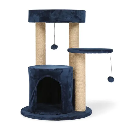 All Day 3 Tier Circular Cubby Cat Scratch Tree Navy 48x70cm