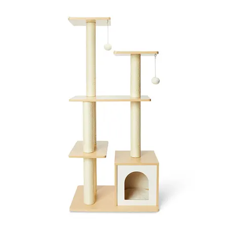 All Day 5 Tier Scandi Cubby Cat Scratcher Tan 60x40x127cm