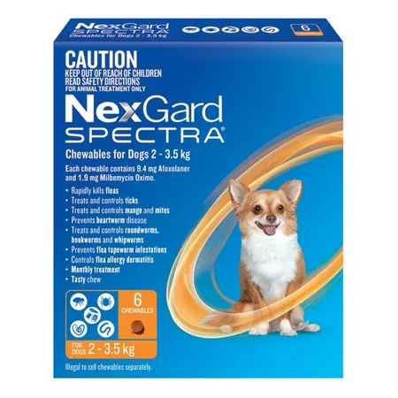 NexGard Spectra 3.5kg Dog Flea Tick & Worm Chew 6PK x 2