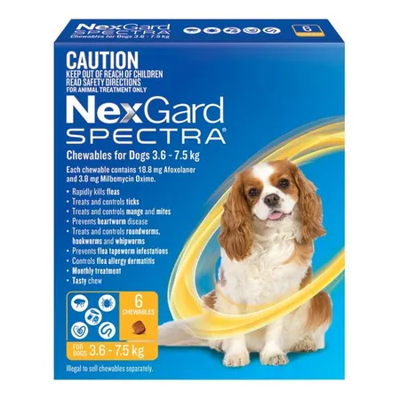 NexGard Spectra 7.5kg Dog Flea Tick & Worm Chew 6PK x 2