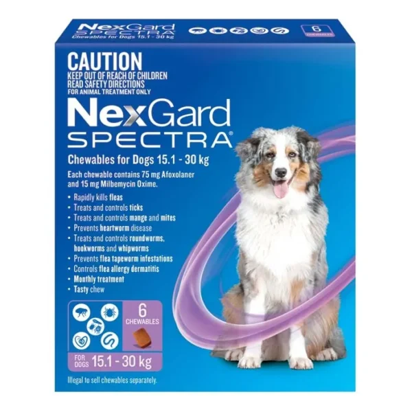 NexGard Spectra 30kg Dog Flea Tick & Worm Chew 6PK x 2