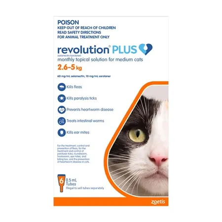 Revolution Plus Medium Cat Flea,Tick & Worm Pipette 6 Pack