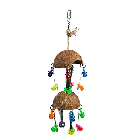 Kazoo Coconut Shell With Toys & Spoons Bird Toy Large