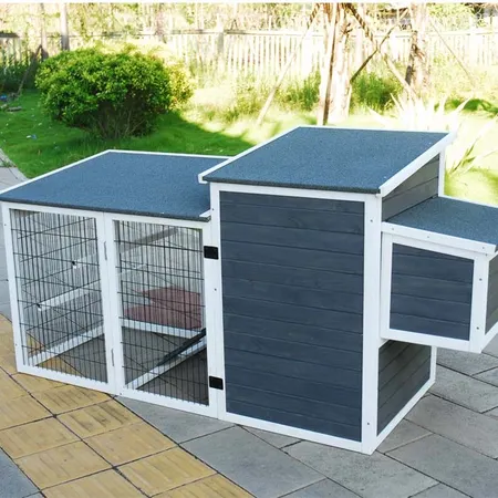 You & Me Wooden Flat Roof Chicken House With Run