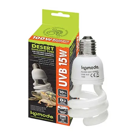 Komodo Compact Reptile Lamp UVB 10% ES 15W