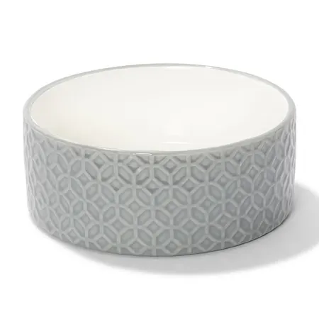 All Day Mosaic Ceramic Dog Bowl Grey Medium