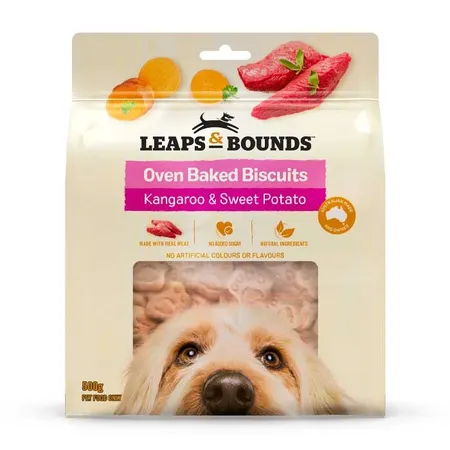 Leaps & Bounds Kangaroo & Sweet Potato Baked Dog Treat 500g  $2.70/100g