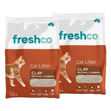 Freshco Clay Natural Clumping Cat Litter 14kg x 2