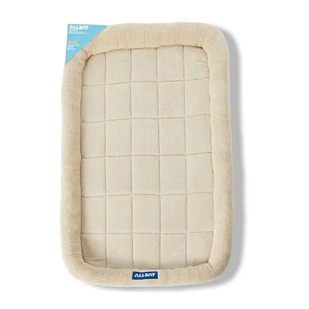 All Day Minkee Bolster Rectangular Dog Crate Mat Cream XXLarge